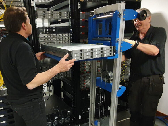 Computer Relocations Safe Racking Using Genie Lift